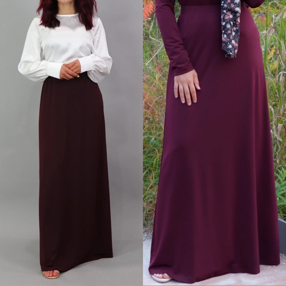 Elegant A-line maxi skirt- MAHOGANY